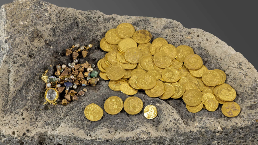 Metal detector uncovered a 1,400-year-old Byzantine treasure hidden beneath a stone in Israel