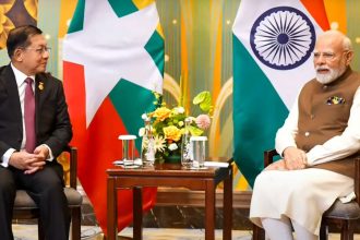 Prime Minister Narendra Modi meets Myanmar's President U Min Aung Hlaing