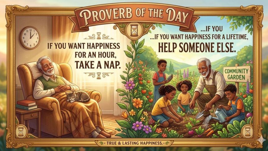 Proverb of the day: "If you want happiness for an hour, take a nap. If you want happiness for a lifetime…" - the simple sec