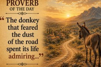 Proverb of the day: “The donkey that feared the dust of the road spent its life admiring...”