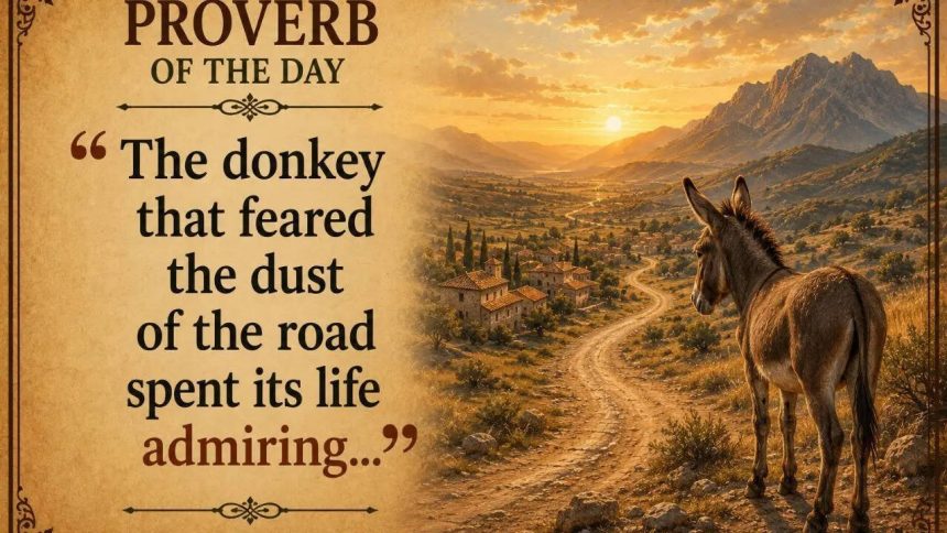 Proverb of the day: “The donkey that feared the dust of the road spent its life admiring...”