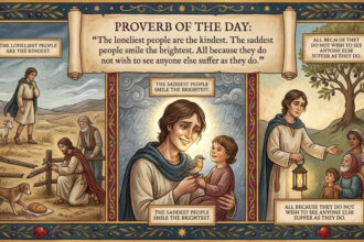 Proverb of the day: “The loneliest people are the kindest. The saddest people smile the brightest. All because they do not