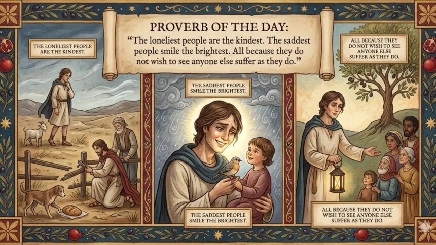 Proverb of the day: “The loneliest people are the kindest. The saddest people smile the brightest. All because they do not