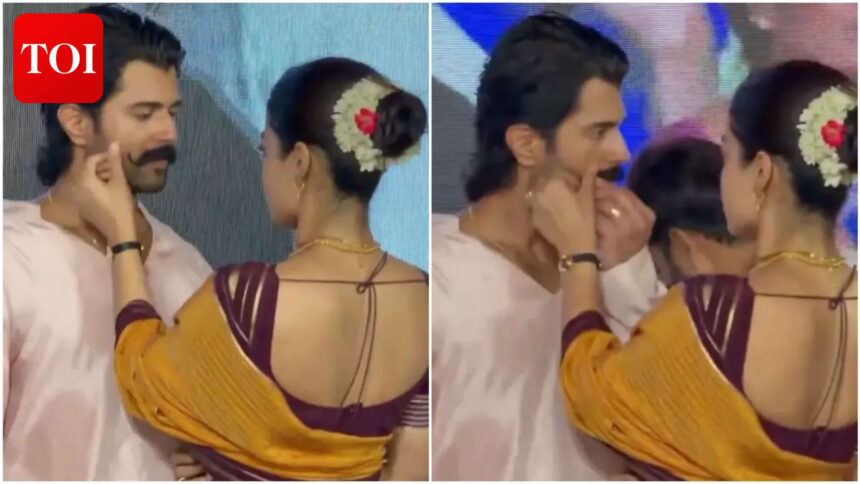 Rashmika twirls Vijay Deverakonda's moustache - VIDEO