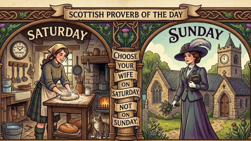 Scottish proverb of the day: "Choose your wife on Saturday, not on…" - proverb offers a timeless lesson about love, trust a