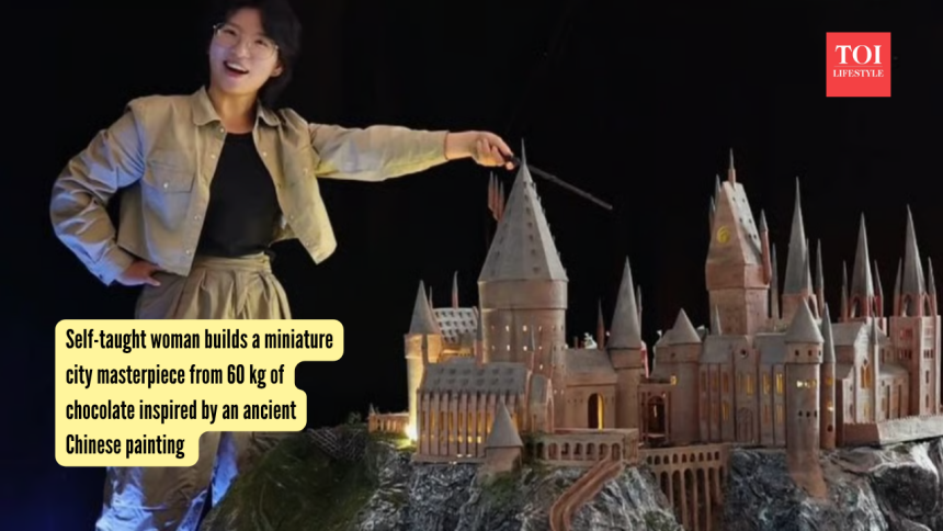 Self-taught woman builds a miniature city masterpiece from 60 kg of chocolate inspired by an ancient Chinese painting