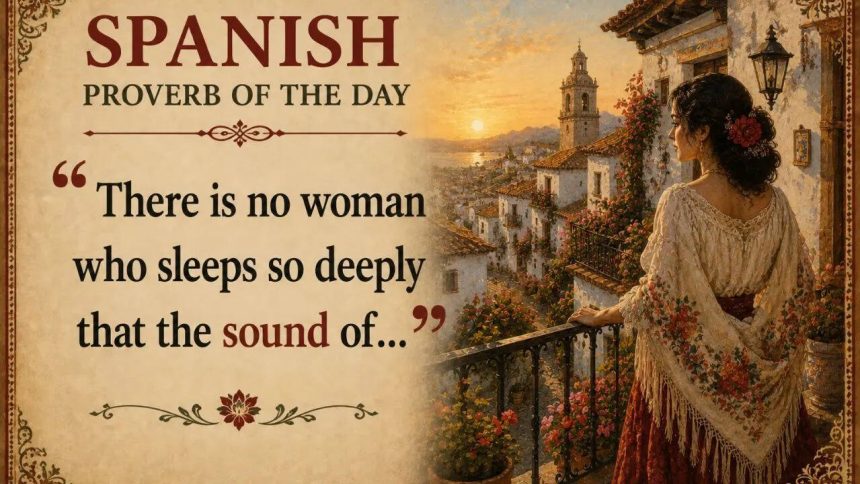 Spanish proverb of the day: “There is no woman who sleeps so deeply that the sound of…”