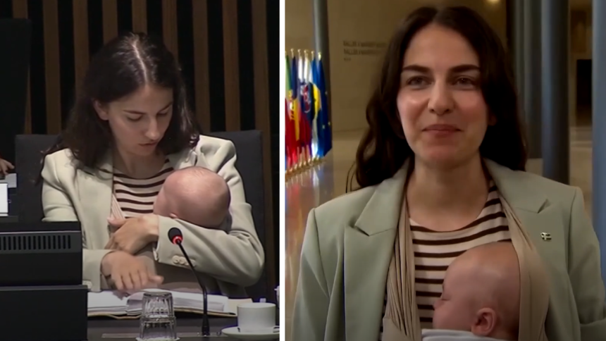 Swedish minister brought her 3-month-old baby to EU meeting; viral video highlights the country's generous parental leave sys