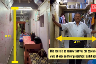 This house is so narrow that you can touch both walls at once and four generations call it home