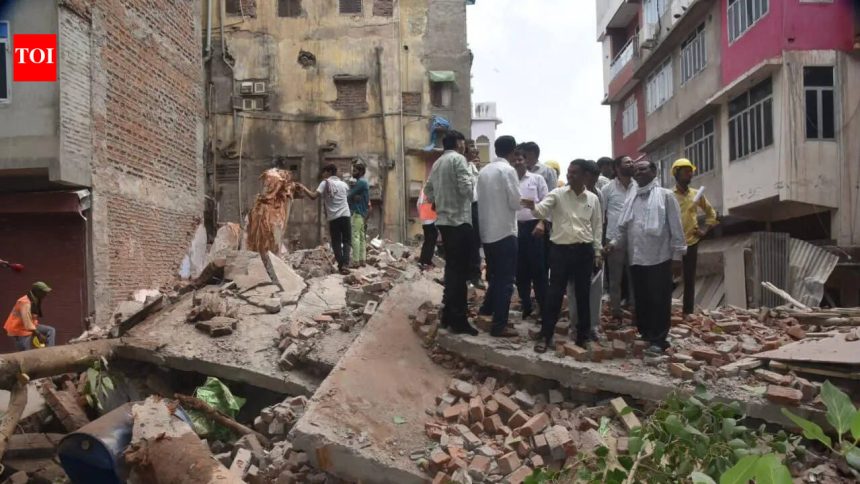 Tilted six-storey building demolished in Jaipur’s Ramganj, family loses home