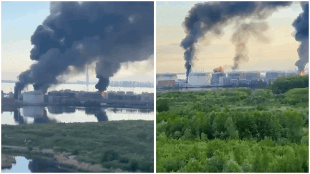 Ukraine strikes St Petersburg oil terminal as Russia reports bus attack killing 8 civilians