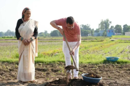 Uttarakhand CM Dhami promotes organic farming, ploughs field at private residence in Khatima