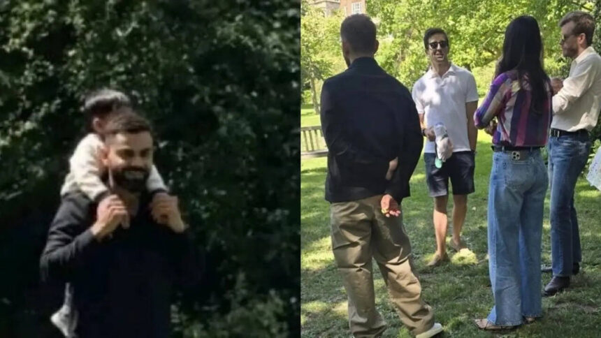 Virat carries Akaay on his shoulders during UK park outing with Anushka, fans react