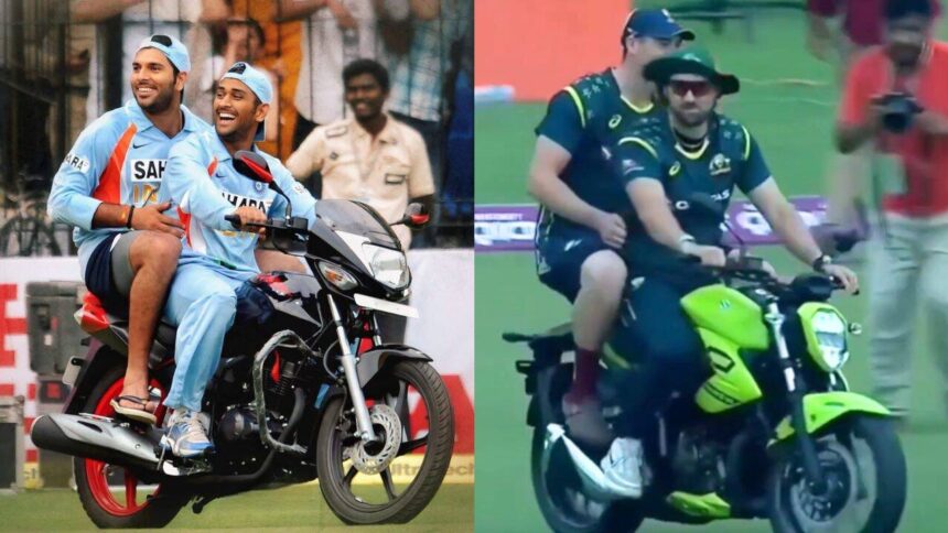 Watch: Australia players recreate Dhoni-Yuvraj's iconic bike celebration