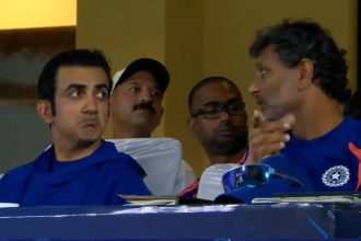 Watch: Gambhir's priceless reaction to Rahul's stunning six steals the show