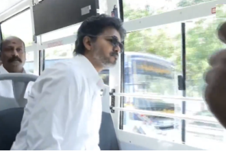 Watch: Tamil Nadu CM Vijay flags off 300 new state buses, takes ride in one