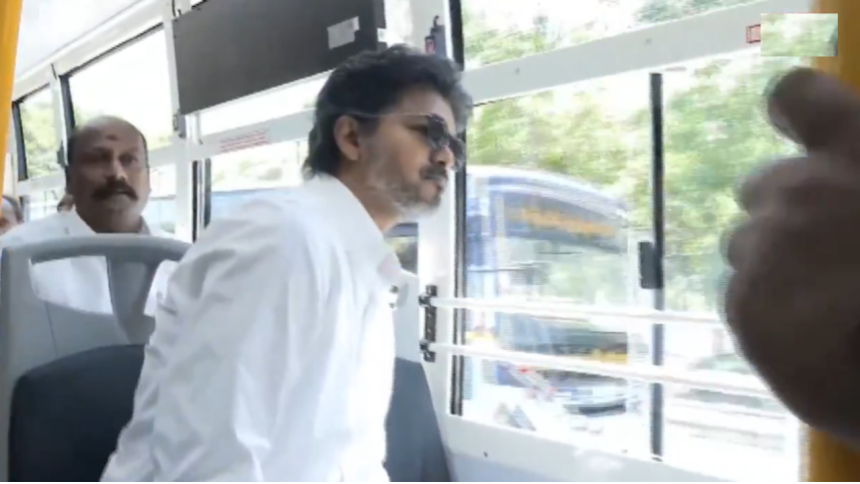 Watch: Tamil Nadu CM Vijay flags off 300 new state buses, takes ride in one