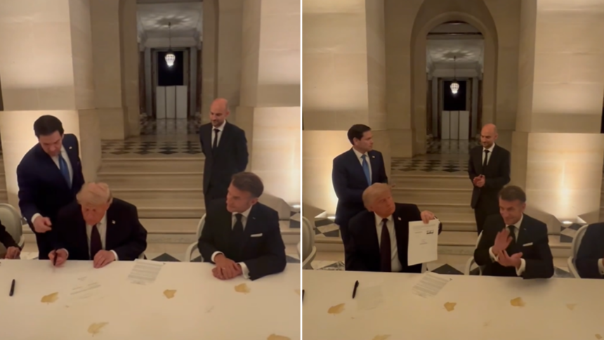 Watch: Trump signs US-Iran deal MoU during dinner with Macron, says 'this was not easy'