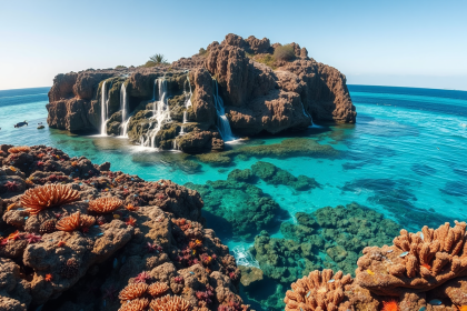 An Australian reef disappears beneath the ocean every day, then returns with waterfalls