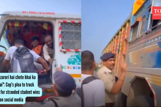 "Bahut zaruri hai chote bhai ka exam hai": Cop's plea to truck drivers for stranded student wins hearts on social media