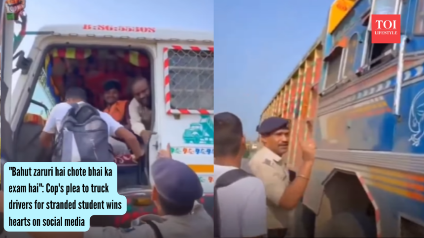 "Bahut zaruri hai chote bhai ka exam hai": Cop's plea to truck drivers for stranded student wins hearts on social media
