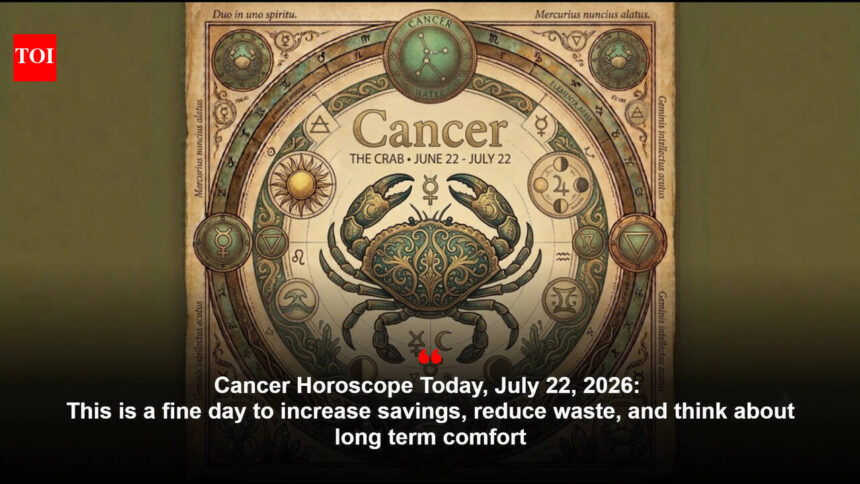 Cancer Horoscope Today, July 22, 2026: This is a fine day to increase savings, reduce waste, and think about long term comfor