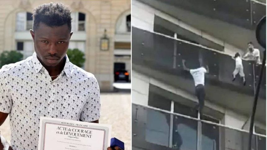 In 2018, an undocumented migrant scaled a Paris apartment building to save a four-year-old boy hanging from a fourth-floor ba