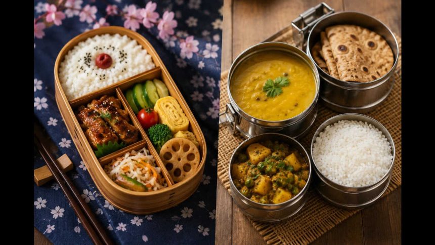 Lunch Traditions Compared: Japanese bentos balance beauty and nutrition; Indian tiffins celebrate comfort