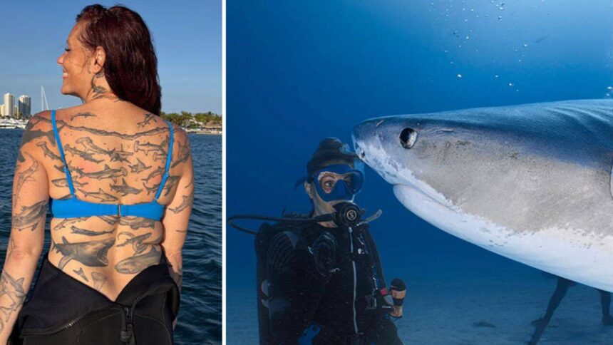 Meet Emily Morrison: The marine biologist who sets a world record for 106 shark tattoos to raise awareness for shark conserva