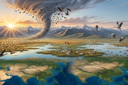 Millions of birds follow a 9,000-kilometre invisible highway every year, crossing mountains, deserts and oceans without a map