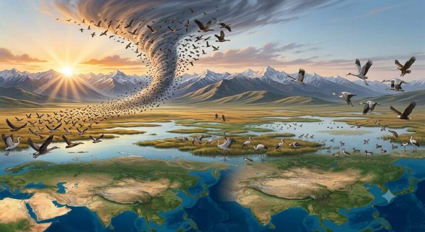 Millions of birds follow a 9,000-kilometre invisible highway every year, crossing mountains, deserts and oceans without a map