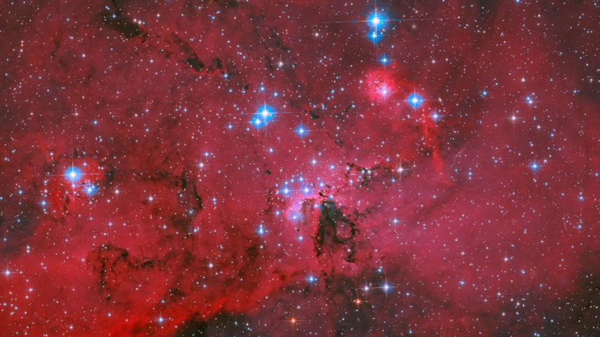 Nasa’s Hubble captures a spectacular red, white and blue stellar nursery where thousands of stars are being born