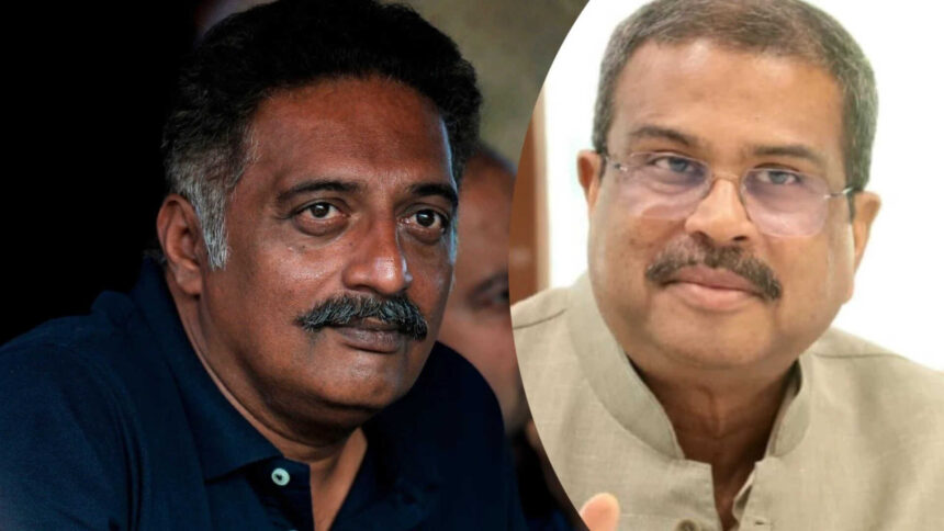 Prakash Raj reacts to Dharmendra Pradhan's resignation