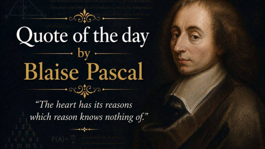 Quote of the day by Blaise Pascal: "The heart has its reasons of which reason knows nothing."