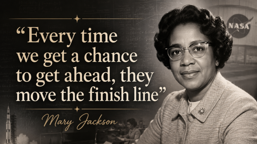 Quote of the day by Mary Jackson: "Every time we get a chance to get ahead, they move…" - a timeless reminder about resilie