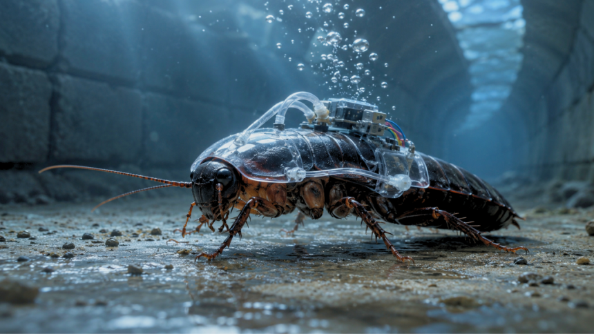 Scientists created remote-controlled cockroaches, then fitted them with tiny suits that kept them walking underwater for up t
