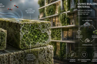 Swiss scientists have created a living building material that grows stronger by pulling carbon dioxide from the air