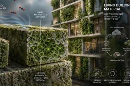 Swiss scientists have created a living building material that grows stronger by pulling carbon dioxide from the air