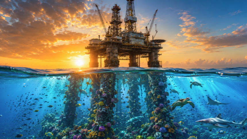 These oil rigs once drilled for crude and symbolised pollution. Now, nature has turned them into thriving underwater sanctuar