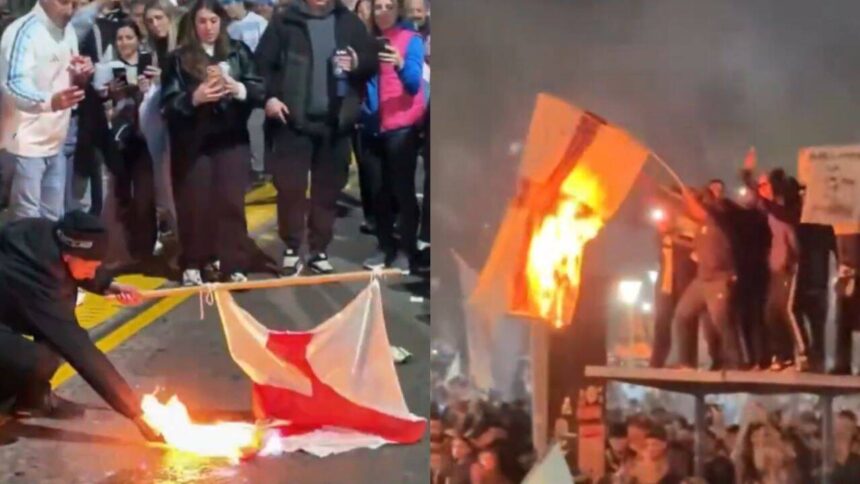 Watch: Argentina fans burn England flags after FIFA WC semi-final win