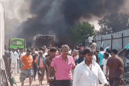 Watch: Thick plumes of smoke fill the sky as major fire guts three buses in Tamil Nadu's Karur