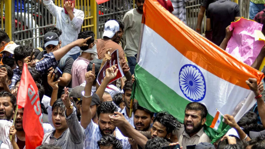 Water cannon, tug of war and a stolen gate: Patna NEET protest goes viral