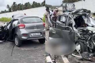 5 killed as speeding car crashes into stationary lorry in Tamil Nadu's Pollachi