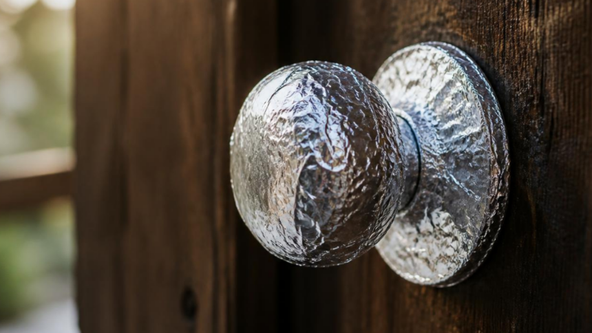 Aluminium foil doorknob hack: Wrap handles before painting; hardware stays scratch-free