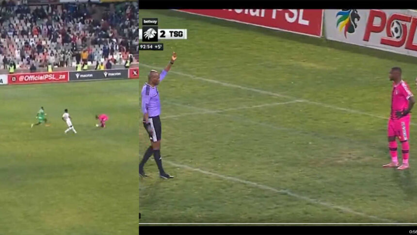 Bizarre send-off! Keeper sees red after handling ball way outside the box – Watch