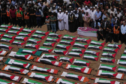 Gaza mass funeral for 112 Palestinians, including dozens of children, recovered from 2023 strike