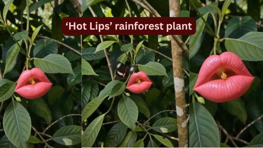 Looking exactly like deep red human lips, blooming only for a short time: Meet the rare rainforest flower 'Hooker's Lips' tha