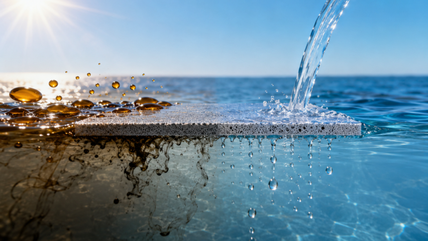 New membrane removes more than 99.99% of oil from seawater while producing fresh water using sunlight