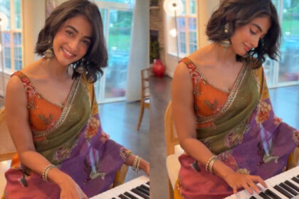 Pooja Hegde’s Saree Look: Understated printed drape wins praise; viral piano video adds charm