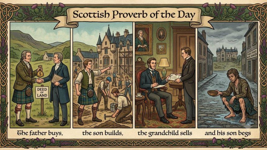 Scottish proverb of the day: "The father buys, the son builds, the grandchild sells and his son..."